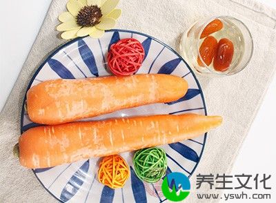 胡萝卜是碱性食物，所含的果胶能促使大便成形，吸附肠粘膜上的细菌和毒素